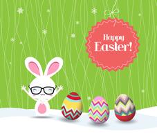 happy easter rabbit and eggs background vector