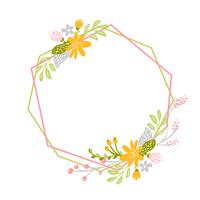 Geometric Spring wreath with flower vector