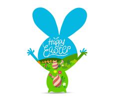 happy easter with eggs landscape vector