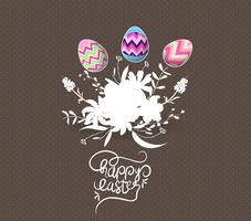 easter egg invited with flowers greeting card vector