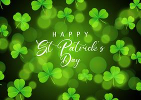 St Patrick's Day background with shamrock on bokeh lights vector