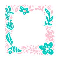 Summer vector floral frame tropical composition with place for text