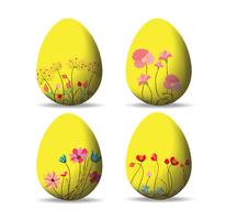 Set de huevos de pascua y felices pascuas vector