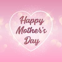 Mother's Day background with heart on bokeh lights vector