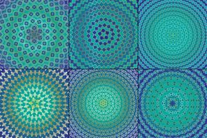 Blue  Gold Moroccan Circular Patterns vector