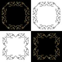 black and gold ornate scroll frames vector