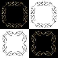 black and gold ornate scroll frames vector