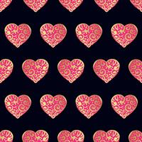 Seamless gold pattern with hearts. vector