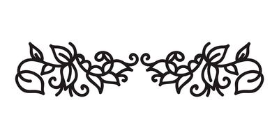 Vintage monoline flourish scandinavian monogram vector with leaves and flowers