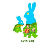 happy easter with eggs landscape vector