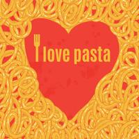 Heart of spaghetti. Poster  vector
