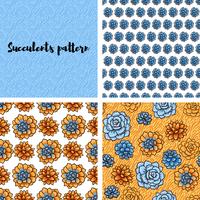 Trend of succulents patterns and stripes.  vector