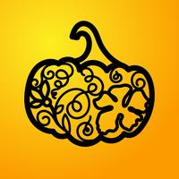 Laser cutting template pumpkin for Halloween. vector