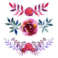 Set of beautiful watercolor flowers vector