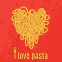Heart of spaghetti. Poster  vector