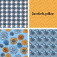 Trend of succulents patterns and stripes.  vector