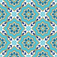 Portuguese azulejo. White and blue patterns.  vector