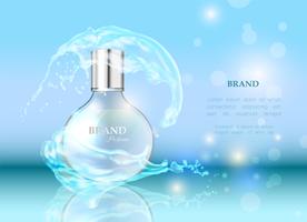 Vector illustration of a realistic style perfume in a glass bottle.