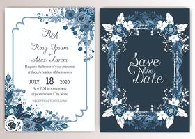 Elegant wedding cards consist of various kinds of flowers. vector