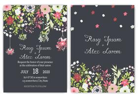 wedding invitation card suite with daisy flower Templates. vector