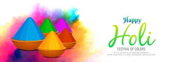 Plantilla de banner colorido abstracto feliz Holi vector