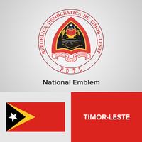 Timor Leste National Emblem, Map and flag  vector