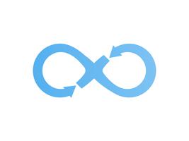 Infinity Vector Illustration. Blue Arrow Eternity Symbol Icon.
