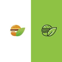Vegan eco burger. Vegetarian lunch. Logotype for restaurant or cafe or fast food. Vector illustration