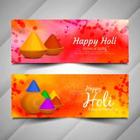 Stylish Holi festival beautiful banners set vector