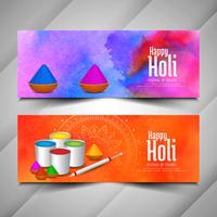 Conjunto abstracto de banners coloridos festival de Holi vector