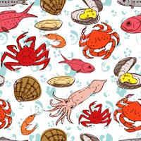 Seafood. seamless background  vector