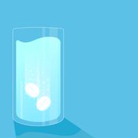 A glass of water with pills. Anesthetic medication. Vector flat illustration