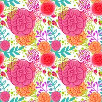 Bright pink roses  seamless pattern vector