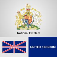 United Kingdom National Emblem, Map and flag  vector