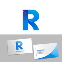 Gradient logo with the letter of the logo. Mockup business card on white background. The concept of technology element design. illustration vector