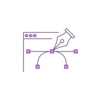 Pen tool for website design. Vector line gradient icon