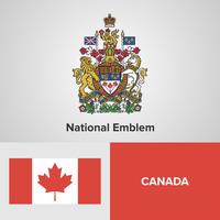  Canada National Emblem, Map and flag  vector