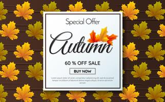 otoño venta plantilla banner vector de fondo