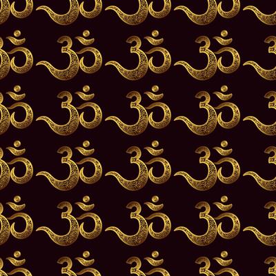 Seamless pattern Om or Aum Indian sacred sound, original mantra