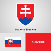 Eslovaquia emblema nacional, mapa y bandera vector