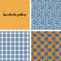 Trend of succulents patterns and stripes.  vector