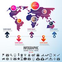 Mapa del mundo infografía plantilla de diseño vector