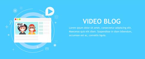 The browser window with the Donate button. Money for videobloggers. Vector flat illustration]