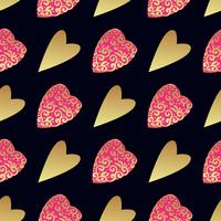 Seamless  gold pattern with hearts.  vector