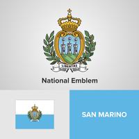 San Marino National Emblem, Map and flag  vector