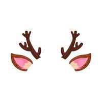 Ears and horns of a New Year's deer mask. Carnival chrismas hat on face. Vector cartoon illustration