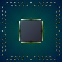 Printed Circuit Board With Chip CPU Processor Vector Background