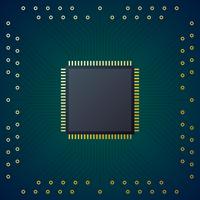 Printed Circuit Board With Chip CPU Processor Vector Background