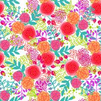 Bright pink roses  seamless pattern vector