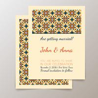 Wedding invitation card with geometric vintage vector